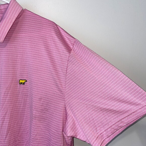Jack Nicklaus Mens XXL Pink Striped Polo Shirt 100% Polyester Short Sleeve Class - Picture 2 of 8